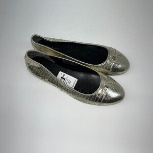 Troy Burch Cap Toe Quilted Ballet Flats in Spark Gold Size 10 M
